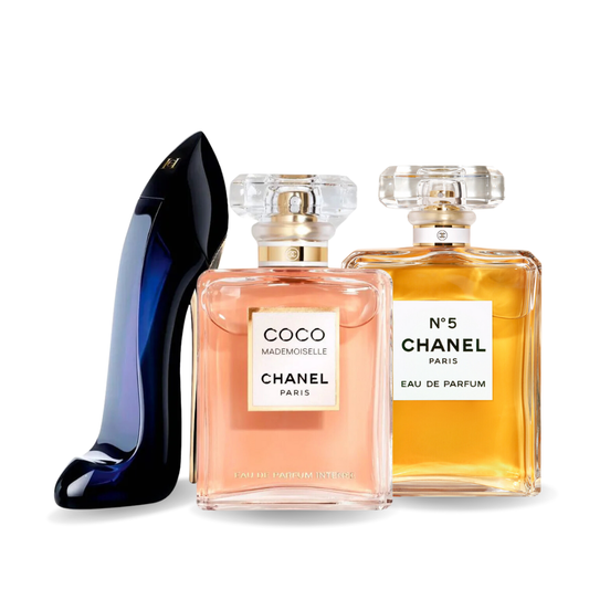 Zestaw 3 perfum  GOOD GIRL, COCO MADEMOISELLE, Chanel Nº5 100ml